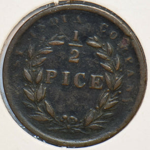 India British 1853 1/2 Pice Lion animal East India Company 194944 combine shippi