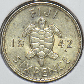Fiji 1942 6 Pence Turtle animal 295838 combine shipping