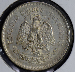 M0178 Mexico 1924 Peso silver AU cap and rays better date combine shipping