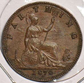 Great Britain 1874 Farthing AU+ GR0306 combine shipping