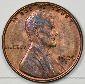 1939-S Lincoln Wheat Cent Magenta Color Choice BU++ RB U0441