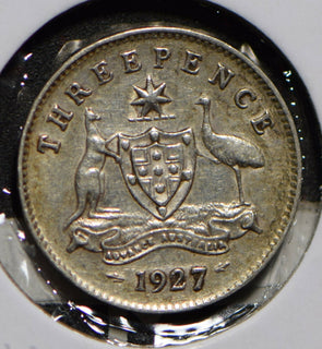 Australia 1927 3 Pence Kangaroo animal Emu  292029 combine shipping