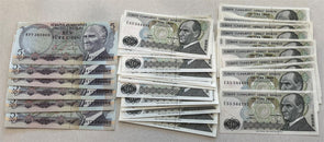 Turkey 1970 5 Lira, 10 Lira 6 - CU 5 L notes, 36 - CU 10 L notes. Total 42 piece