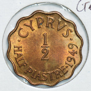 Cyprus 1949 Half Piastre BU Gem 491532 combine shipping