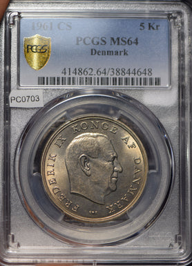 Denmark 1961 5 Kroner PCGS MS64 PC0703 combine shipping