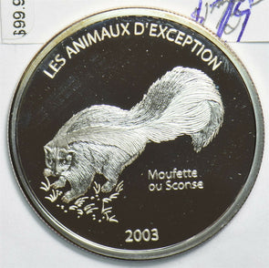 Congo 2003 10 Francs Lion animal Striped Skunk Democratic republic C0244 combine
