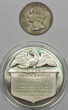 1980 's Medal Proof Andrew Johnson in capsule 1.2oz pure silver Franklin Mint B