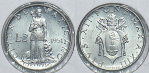 Vatican 1951 2 Lire 198614 combine shipping