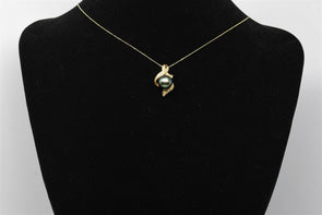 18K Gold Tahiti Pearl Diamond Pendant 4.07g RG0212