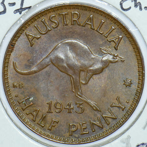 Australia 1943 1/2 Penny Kangaroo animal 490033 combine shipping