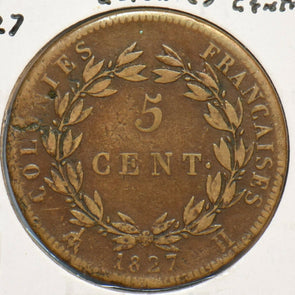 French Colonies 1827 5 Centimes 296711 combine shipping
