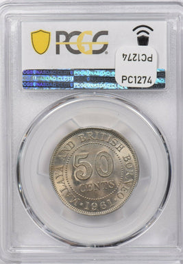 Malaya and British Borneo 1961 50 Cents PCGS MS 65 rare condition PC1274 combin