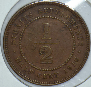 Straits Settlements 1916 George V 1/2 Cents 291093 combine shipping
