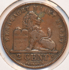 Belgium 1905 2 Centimes Lion animal 193245 combine shipping