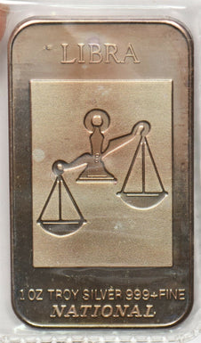Canada 1990 's 1oz troy silver bar Libra National Co zodiac series BU0687 combin