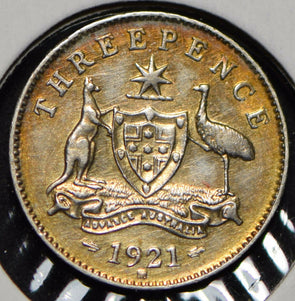 Australia 1921 3 Pence Kangaroo animal Emu  191463 combine shipping