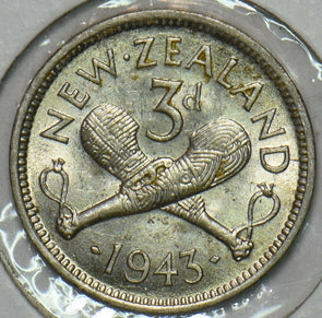New Zealand 1943 3 Pence UNC 196445 combine shipping