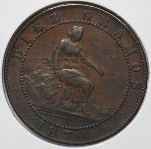 Spain 1870 10 Centimos Lion animal 193656 combine shipping