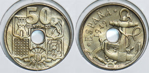 Spain 1949 50 Centimos 299119 combine shipping