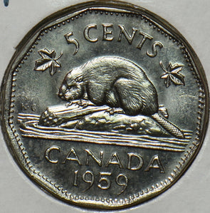 Canada 1959 5 Cents Beaver animal BU 152154 combine shipping