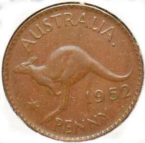 Australia 1952 Penny Kangaroo animal Georgivs VI 150517 combine shipping