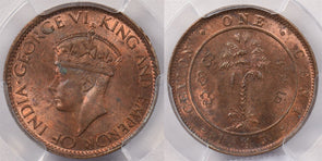 Ceylon 1943 Cent PCGS MS 64 RED BROWN PI0082 combine shipping