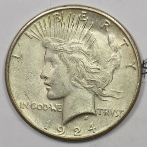 1924-S Peace Dollar Silver Borderline AU UNC U0262