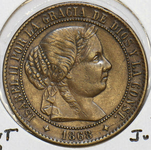 Spain 1868 OM 2 1/2 Centimos 4 point star. Jubia mint 491336 combine shipping