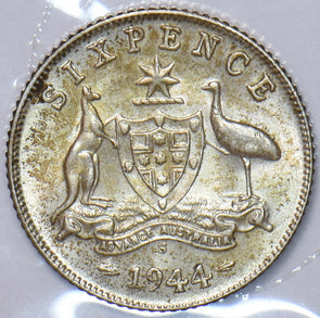 Australia 1944 S 6 Pence Kangaroo animal Emu 150805 combine shipping