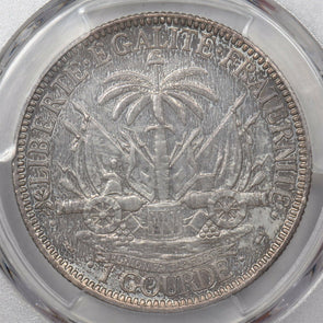 Haiti 1887 Gourde silver PCGS AU lustrous PC1473 combine shipping