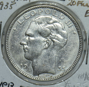 Belgium 1935 Leopold III 20 Francs Silver 290903 combine shipping