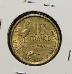 France 1958 10 Francs Rooster animal  900322 combine shipping