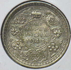 British India 1943 1/2 Rupee 194075 combine shipping