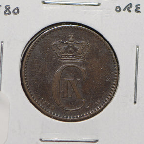 Denmark 1880 2 Ore Porpoise animal  901403 combine shipping