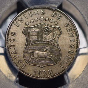 Venezuela 1938 12 1/2 Centavos PCGS AU58 Y-28 PC0464 combine shipping