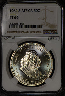 NG0292 South Africa 1964  50 Cents NGC PF 66 proof rare in this grade combine sh
