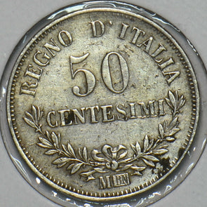 Italy 1863 50 Centesimi 296776 combine shipping