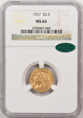 1927 $2.50, Quarter Eagle Gold, Liberty Head NGC MS64 CAC NG1689