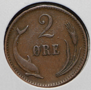 Denmark 1902 2 Ore Dolphin animal  901451 combine shipping