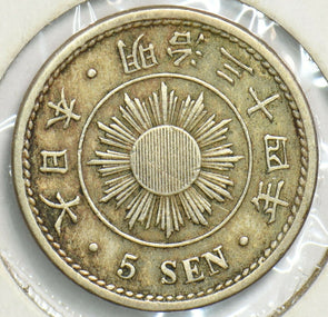 Japan 1901 5 Sen Meiji 34 197464 combine shipping