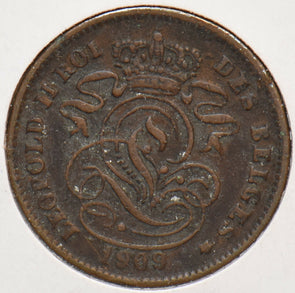 Belgium 1909 2 Centimes Lion animal 193256 combine shipping