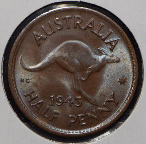 Australia 1943 1/2 Penny kangaroo animal  190591 combine shipping