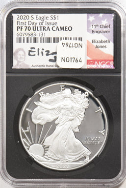 2020-S Silver Eagle First Day Of Issue Elizabeth Jones Signed NGC PF70UC NG1764