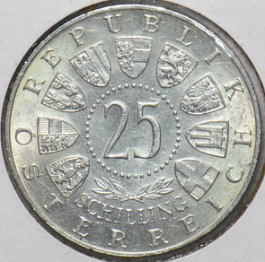 Austria 1958 25 Schilling UNC 192820 combine shipping