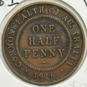 Australia 1916 1/2 Half Penny 0 904409 combine shipping