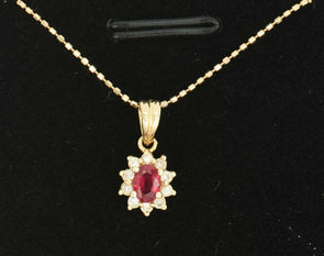 14K Gold Natural Ruby Diamond Pendant Ruby 0.12ct Diamond TCW 0.05ct 0.53*0.26in