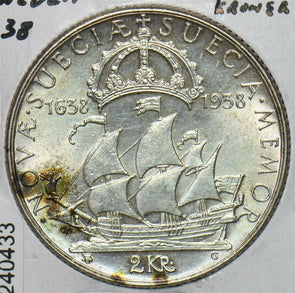 Sweden 1938 2 Kronor 240433 combine shipping