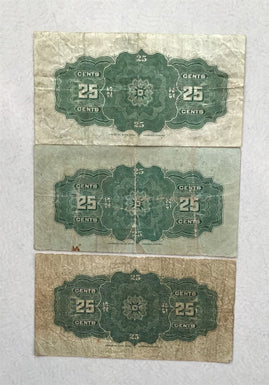 Canada 1900series 25 Cents Lot of 3 circulated~Fine RC0345 combine shipping