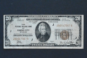 US 1929 $20 National Currency Type 2 Kansas City RN0095 combine shipping