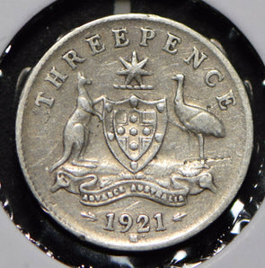 Australia 1921 3 Pence Kangaroo animal Emu  191457 combine shipping